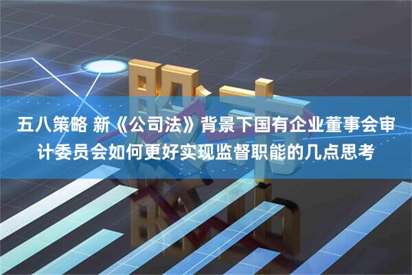 五八策略 新《公司法》背景下国有企业董事会审计委员会如何更好实现监督职能的几点思考