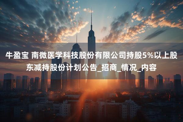 牛盈宝 南微医学科技股份有限公司持股5%以上股东减持股份计划公告_招商_情况_内容